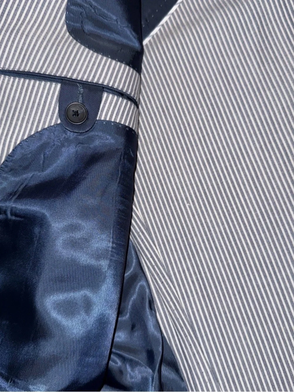Paul Betenly Men's Navy & White Striped Blazer 40R Lanifico